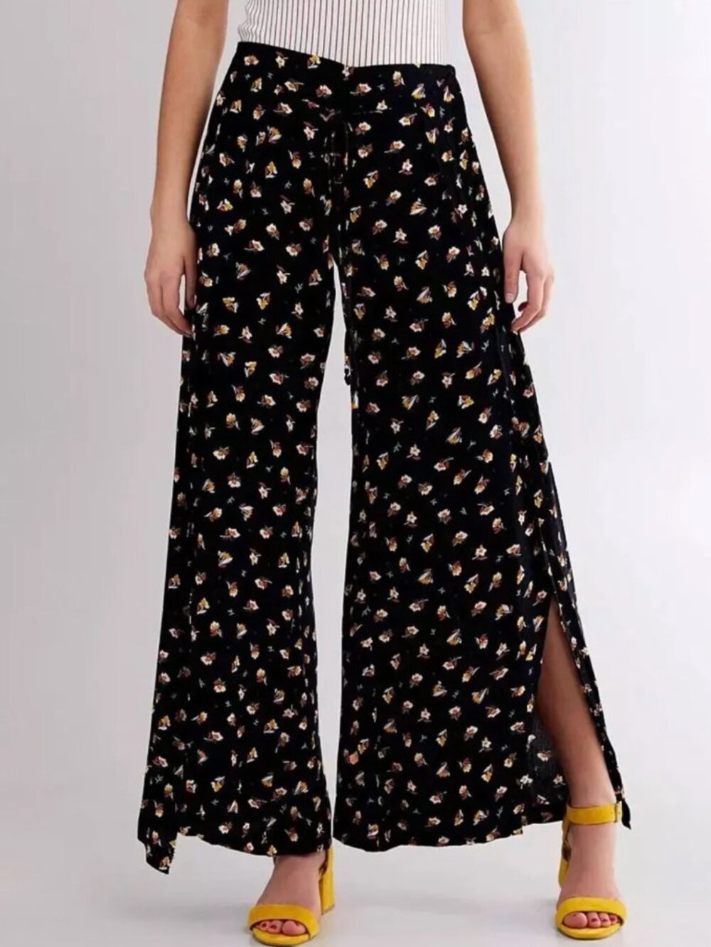 Billabong Flyaway Black Daisy Floral Flowy Beach Pants Beachwear Summer Breezy